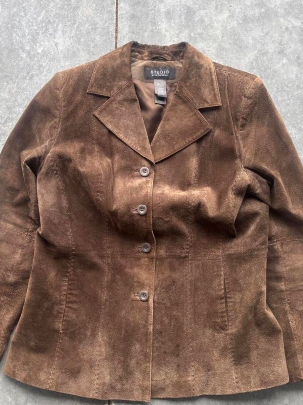 Liz Claiborne Brown Suede Button-Front Blazer